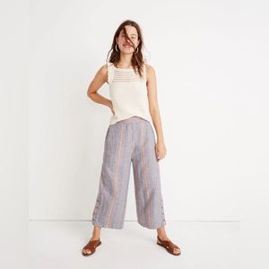 Madewell linen side button Huston Pull On Crop Pants